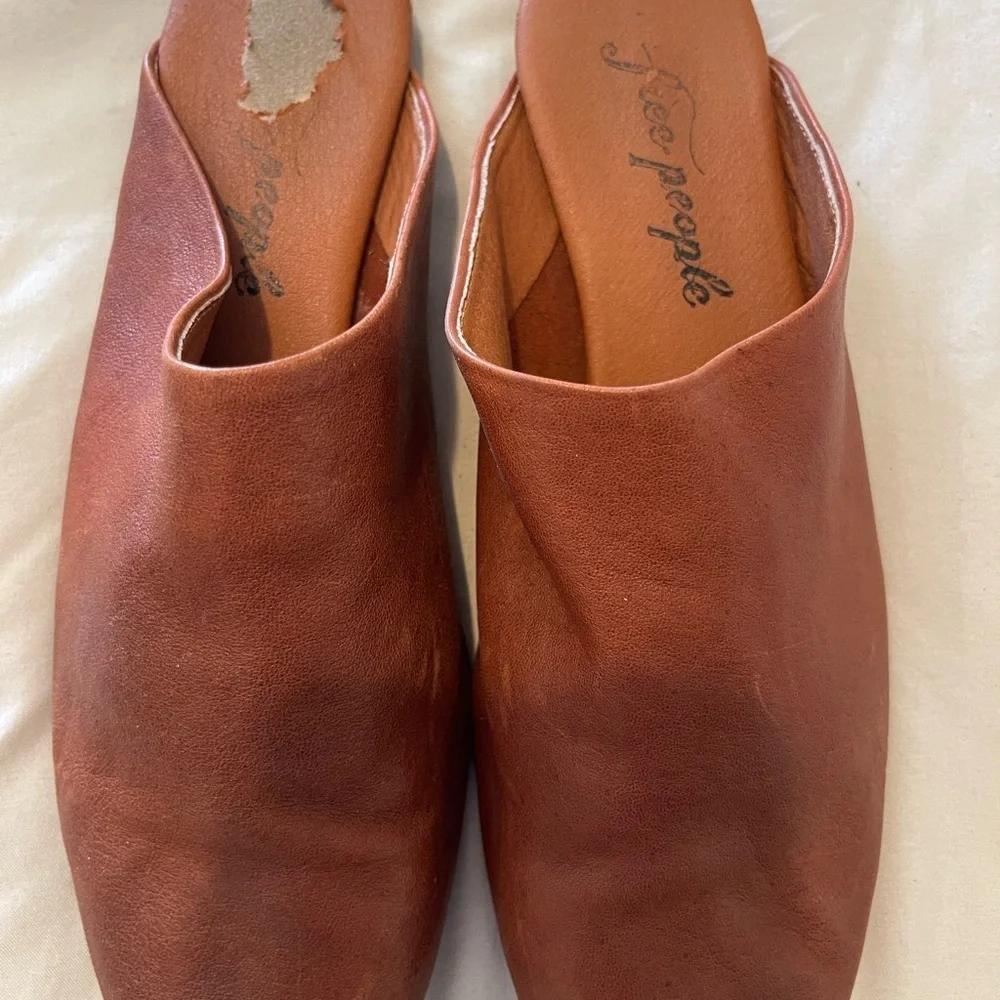 Free People Brown Leather Slip-mules